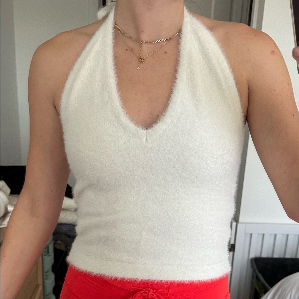 Gym shark X Whitney Simmons fuzzy halter tank